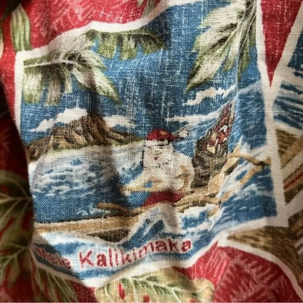 Reyn Spooner Mele Kalikimaka 2014 Hawaiian Xmas Santa Hula Woody Surf Shirt L